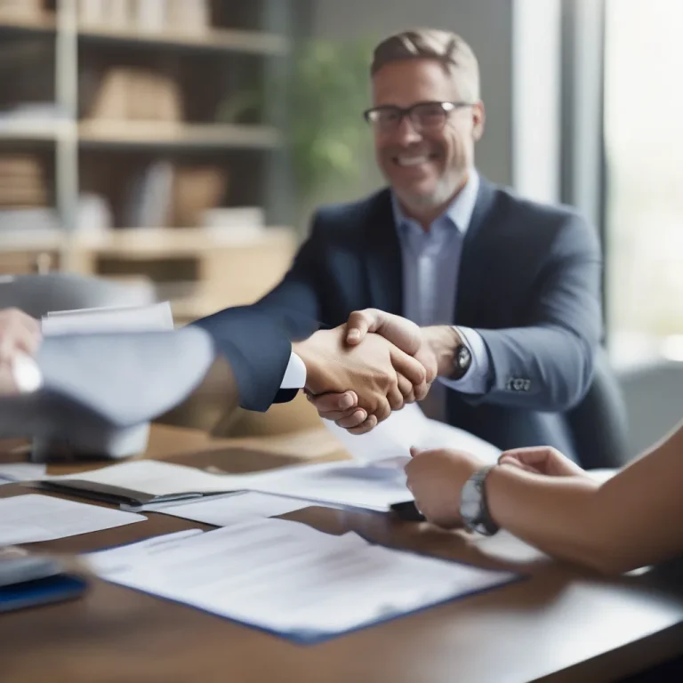 Business insurance handshake for firm protection